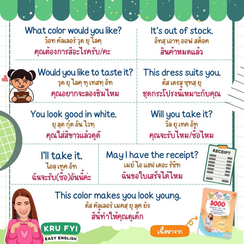 ประโยค Eng ลูกค้า-แม่ค้า พร้อมใช้งาน