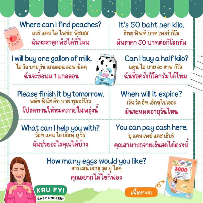 ประโยค Eng ลูกค้า-แม่ค้า พร้อมใช้งาน